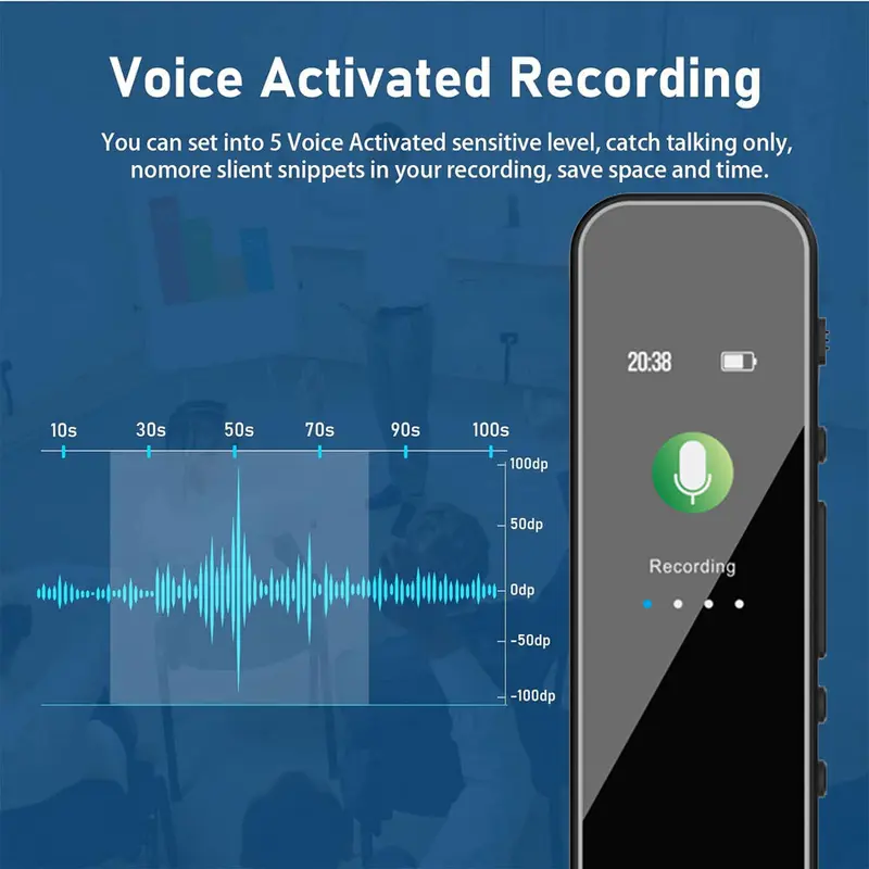8GB Digital Voice Recorder - High-Quality Dictaphone with MP3 Playback | USB Rechargeable Audio Recording Device for Lectures & Meetings Button Memory 8