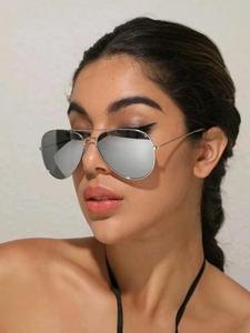 Vintage Simple Top Bar Mirror Sunglasses for Everyday Use, 1 Pair Retro Outdoor Large Size Sunglasses, Fashion Sunglasses for Men and Women, Travel Accessories