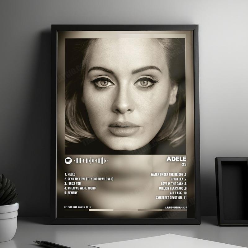 Adele - 25 Album Cover Poster - with Complete Track list wall frame 1