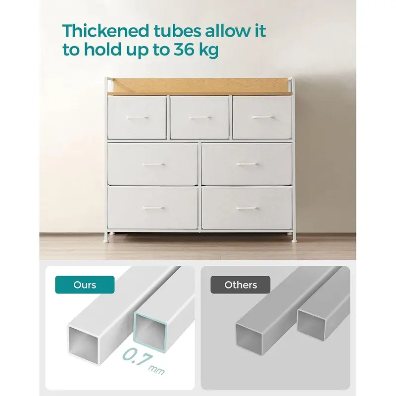 Large Fabric Chest Of Drawers 7 Drawers, White/Oak by Songmics 4