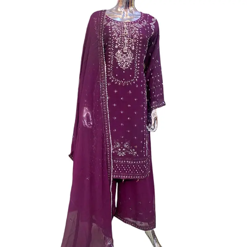 Women's Chiffon Plazo Suit Set - Perfect for Partywear - Dress, Traditional 0