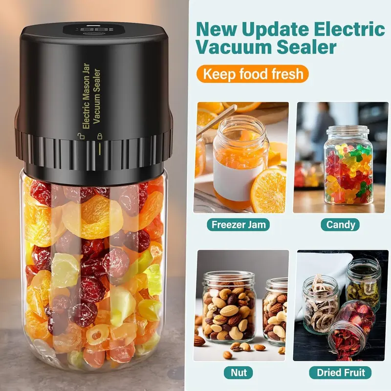 2025 Electric Mason Jar Vacuum Sealer Kit for Food Storage Automatic Jar Sealer. UK 2