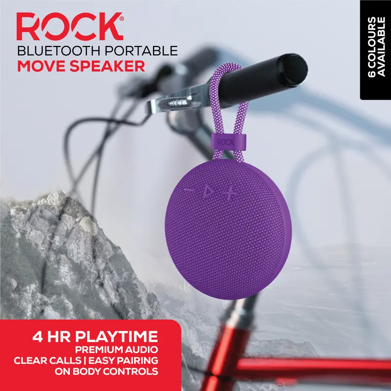 Rock Move Portable Bluetooth Speaker Purple - Perfect for Audio and Smartphone Use 4