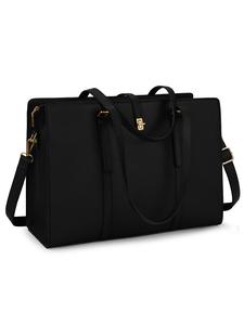 Women's Solid Color Large Capacity Laptop Bag, Fashionable PU Leather Shoulder Bag for Work, Casual Trendy Versatile High-quality Daily Commuting Bag