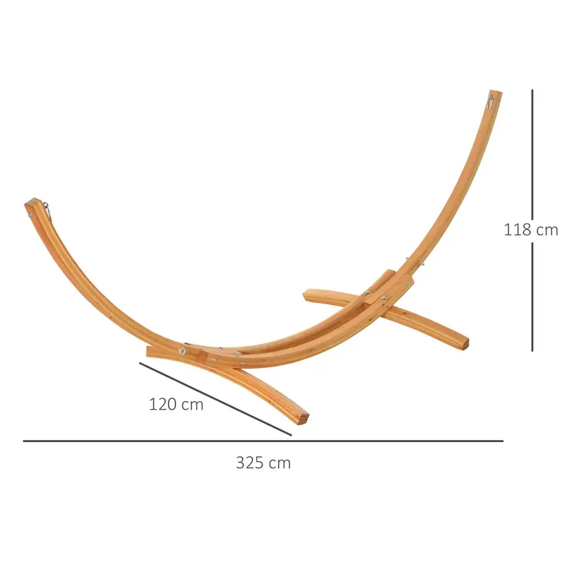 Outsunny 3.25m Wooden Hammock Stand Universal Fit Garden Picnic Camp Accessories 2