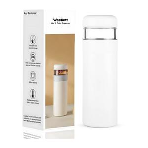 Travel Mug, Travel Tea Mug, Tea Infuser, Fruit Infuser, Thermal Flask, Customise Tea Strength, Keep Hot and Cold, 400ml, Stainless Steel (White)