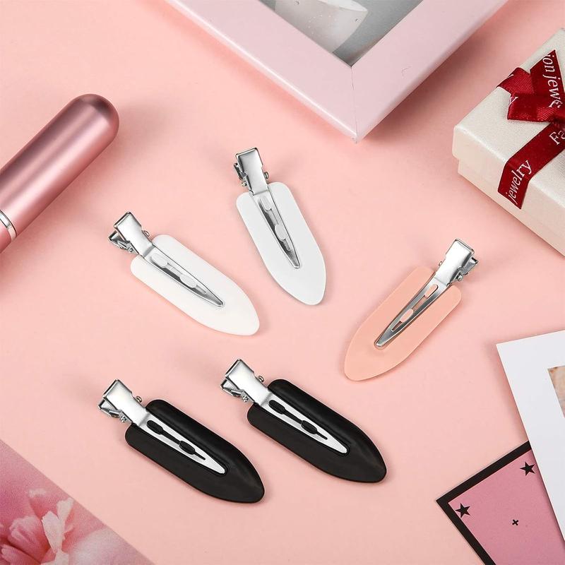 10 Pieces No Crease Hair Clips for Women  No Bend Curl Pin Clips for Makeup, Hairdressing, and Finger Waves (Black, White, Pink) 3