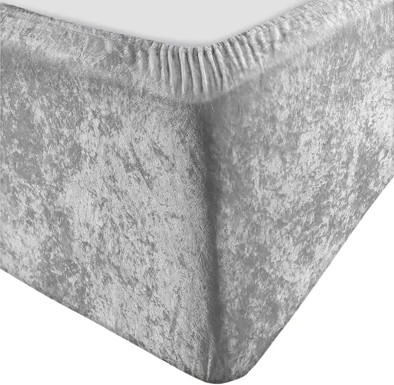 Crushed Velvet Divan Bedbase Wrap Valance Cover Single Double Super King Bedding Size 5