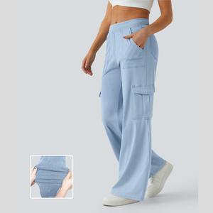 Halara Flex Mid Rise Multiple Pockets Straight Leg Stretchy Knit Casual Cargo Jeans - Comfortable Streetwear #DealDrops #Summer