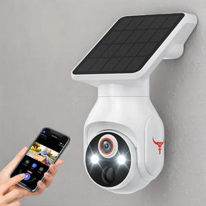 Solar Powered Security Camera, 1 Count Wireless Outdoor Security Camera, Wireless Surveillance Camera, Human Detection Camera with Night Vision, Bidirectional Audio, WiFi Security Cameras