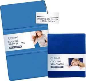 CUQOO Summer Cooling Gel Pad - Cooling Gel Mat for Pillow & Bed for Heat Absorption and Dissipation - Cool Pillow Pads for Night Sweats & Enhanced Sleep Quality - Gel Pillow Cooling Pad - Blue