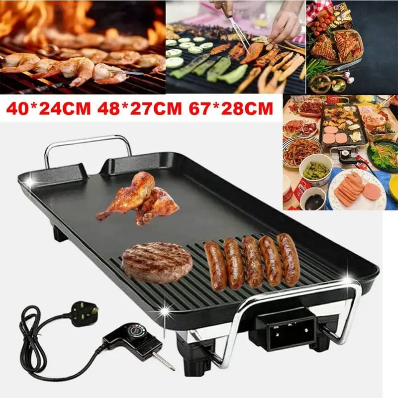 Electric Teppanyaki Table Grill Griddle BBQ Barbecue Hot Plate Smokeless Pan 3