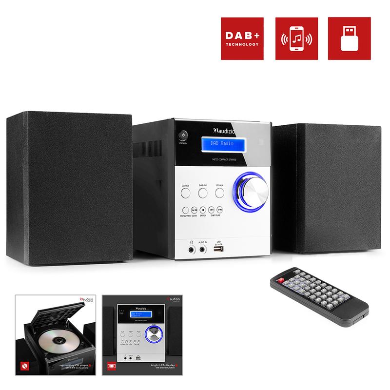 Audizio Metz HiFi Stereo System with DAB, CD & Bluetooth - Aluminium 0