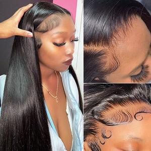 Lemoda 13x4 Full Lace Frontal Wigs Human Hair Straight Wig Human Hair 210 Dendity Pre Plucked 13x4 HD Transparent Lace Frontal Wigs Virgin Hair for Women