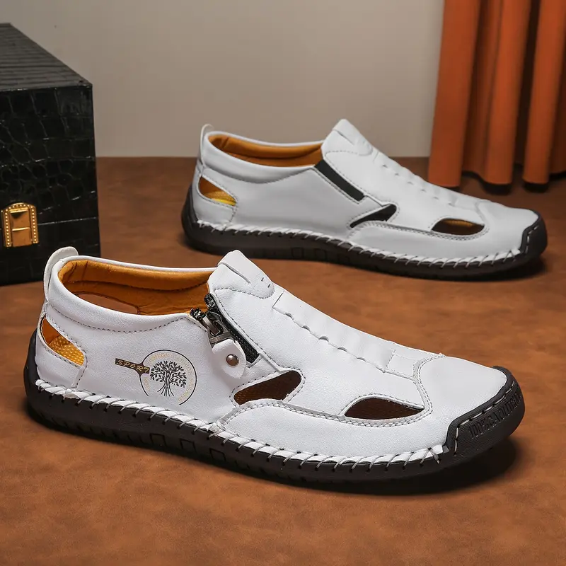 Men's Trendy Breathable Solid Colour Slip On Sandals, Comfy Non Slip Durable Beach Water Shoes For Men's Outdoor Activities 2