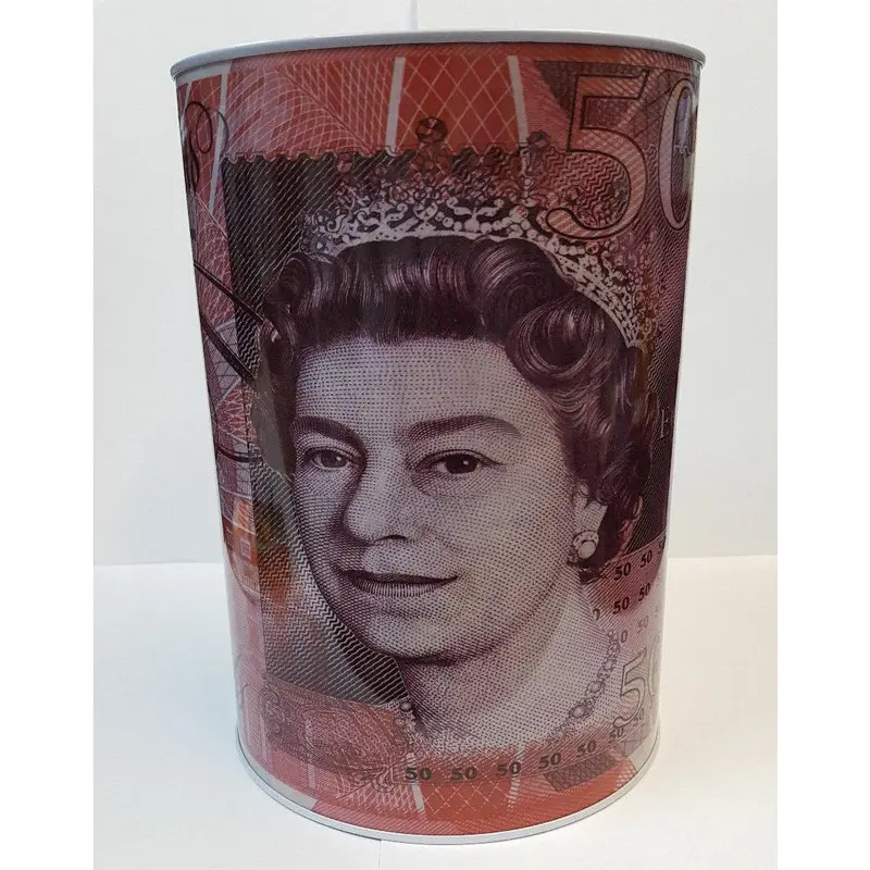 Money Box Tin £5 £10 £20 £50 Pound Note Design Kids Saving Cash PIggy Bank Box N Decor Ornaments 8
