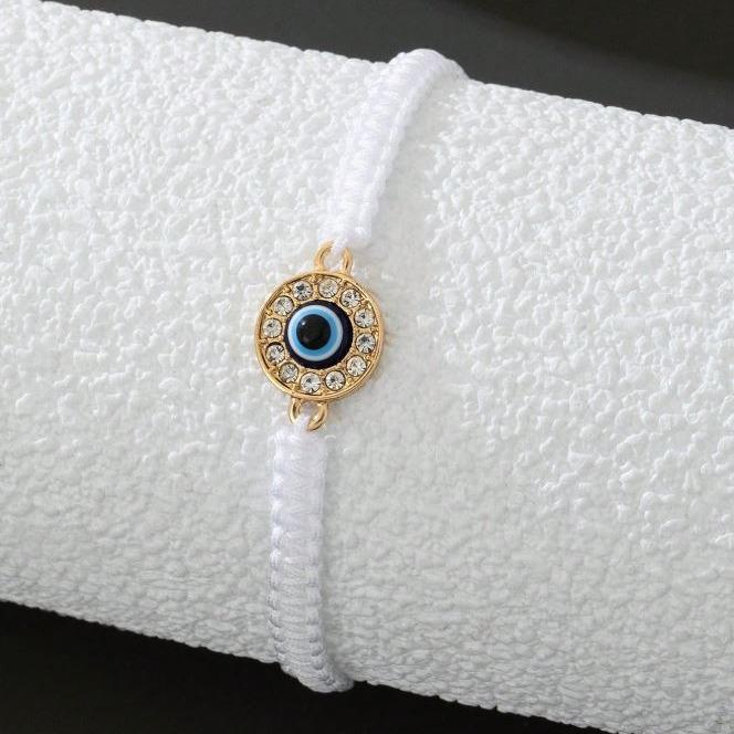 Unisex Crystal-Studded Devil's Eye Drawstring Bracelet 1