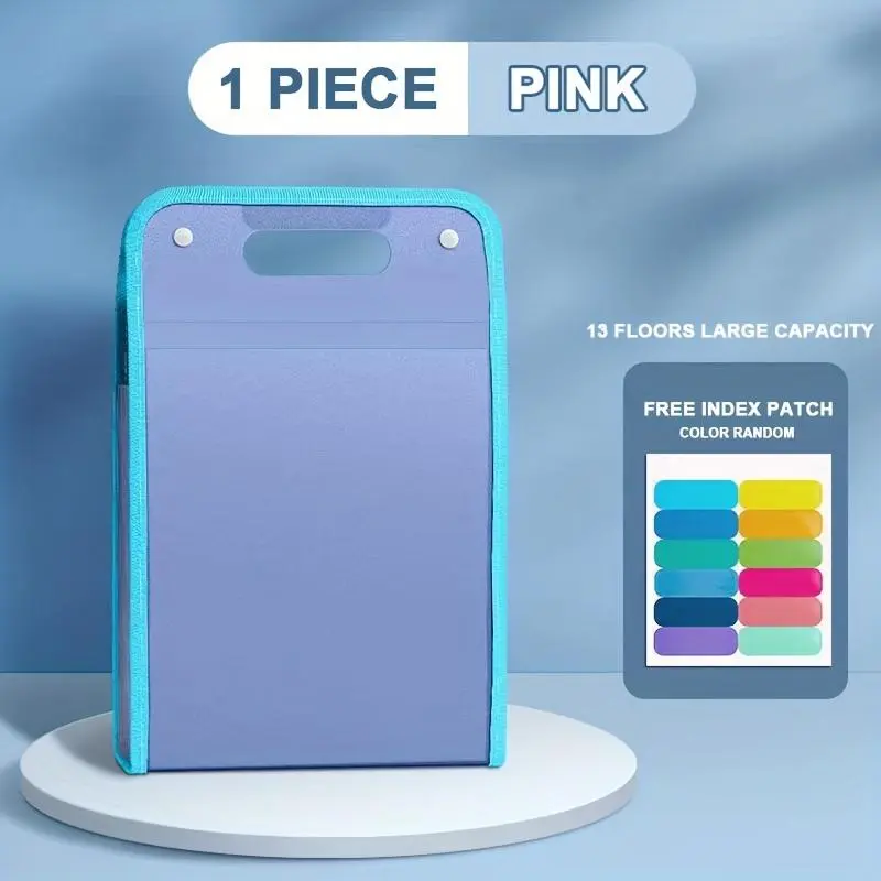 1pc Portable File Storage Bag, Large Capacity 13-Tier Vertical File Bag, Durable PP Material A4 Document Storage Organizer, Expanding File Folder Art Supplies,Large Capacity File Paper Organizer, Home School Office Supplies.back to school 2