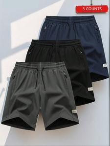 Men's  Zipper Pocket Shorts, Breathable Comfortable Quick Drying Shorts, Casual Men's Bottoms for Summer