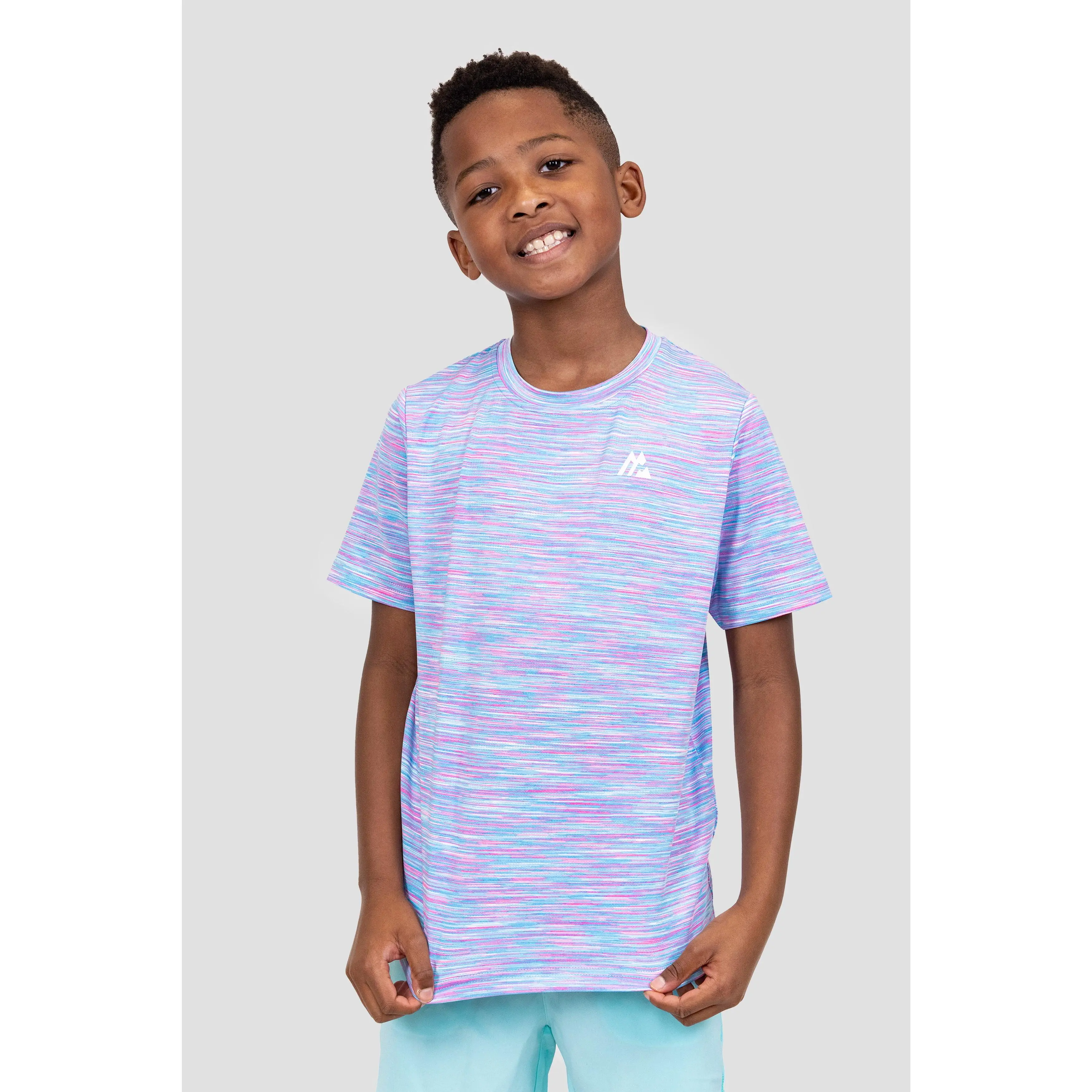 Boys Trail T-Shirt - Blue/Pink/White