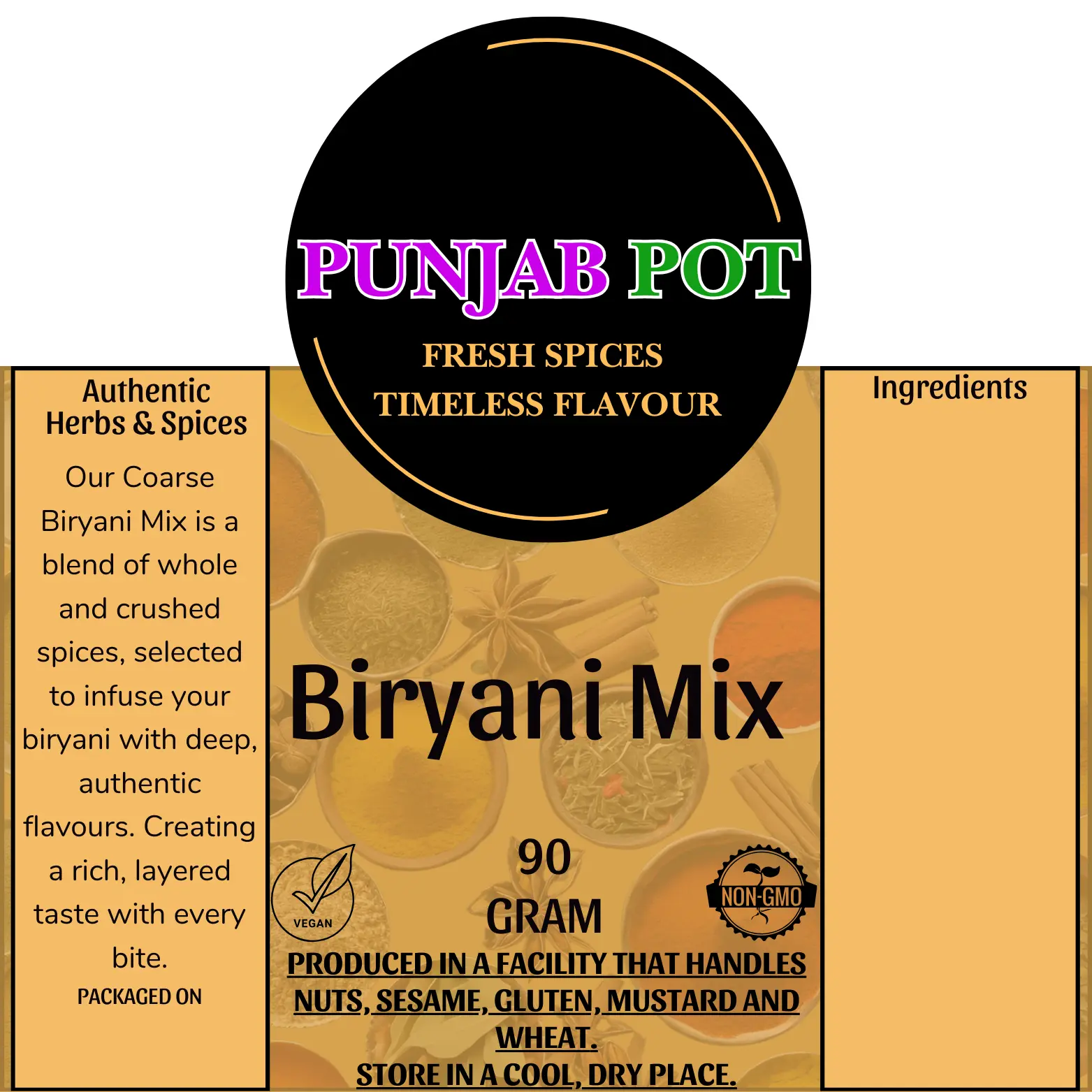 Punjab Pot Biryani Flavour Spice Mix - Natural - No Additives - No Sulphates