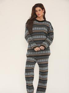 Findfashion Long Sleeve Nordic Pattern Cozy Knitted Set For Ladies