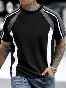 Men's Solid Color Round Neck Tee, Loose Casual Fashion Short Sleeve T-shirt for Summer, Men's Top for Daily Wear