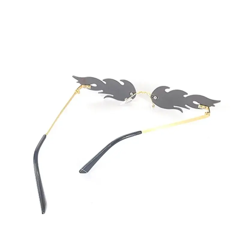 Luxury Cat Eye Sunglasses Women Vintage Brand Designer Rimless Fire Flame Sun Glasses Trending Mirror Lens Narrow Eyewear UV400 1