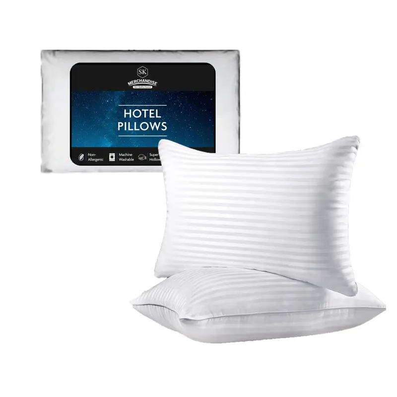 Hollowfibre Stripe Pillows Extra Filled Bounce Back Egyptian Stripe Pillows Supereme Quality Filling 0