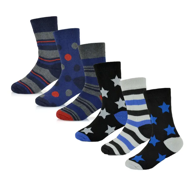6 Pack Kids Thermal Socks Boys Girls Winter Boot Socks Non-Slip Cushioned Warm Durable Footwear Assorted Colors Sizes 4-13 Years by Heatwave Thermalwear 1