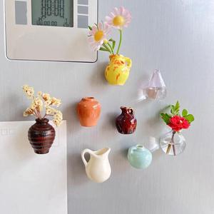 Creative Mini Ceramic Vase Jar Design Decorating Magnet, 5/8/13/18pcs/set Refrigerator Magnet, Diy Fridge Magnet for Flower, Home & Office Interior Decoration, Summer for Gift, Ceramic Vase Magnets, Room Decor, Higher End Fridge Magnets