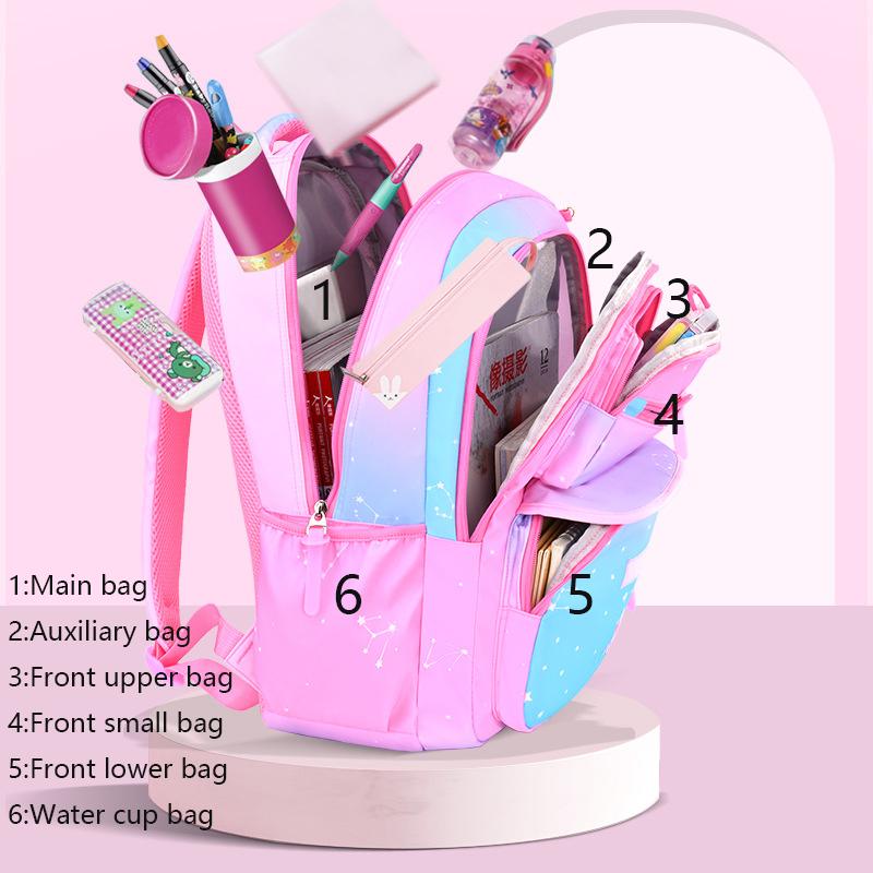 Product Introduction of Kid Girl Backpack School Bag Pink Blue Purple For Teenagers Backpack Waterproof Girl Schoolbag Kawaii Cute Primary BookBag 7