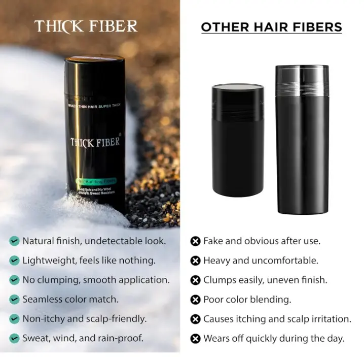 THICK FIBER Hair Fibres (Pack of 1 DARK BROWN) | Hair Powder for Thinning Hair 25g Bottle | Makes Thin Hair Look Thicker in Seconds | Hair Loss Concealer For Women & Men 3