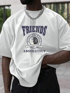 Men's Letter Print Round Neck Tee, Loose Casual Short Sleeve Crew Neck T-Shirt for Summer, Fashion Men's Top for Daily Wear