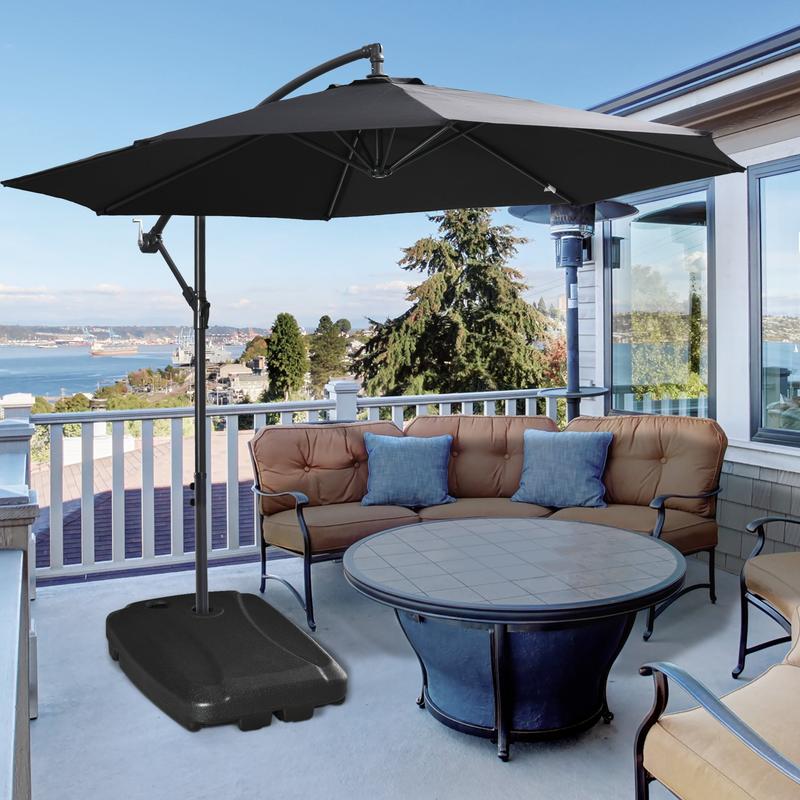 Outsunny Parasol Base, Water and Sand Filled, Up to 75kg, Portable Umbrella Stand Weights for Cantilever Banana Parasol with Wheels, Black 1