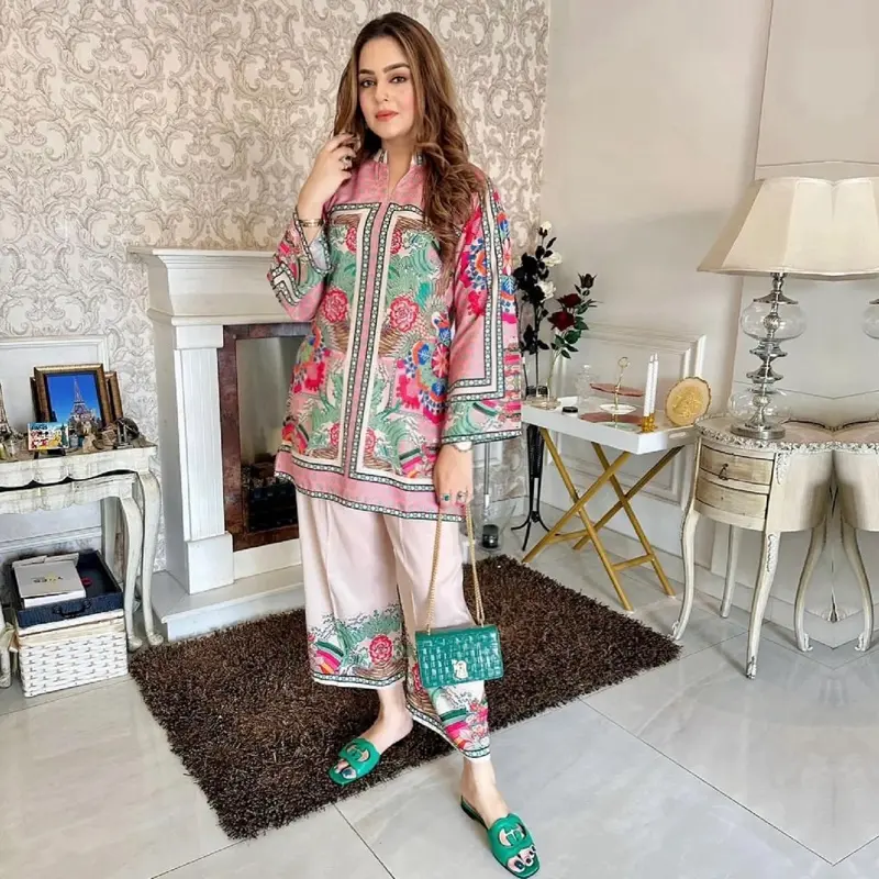 Digital Print Silk Pakistani Designer Style Edit Cotton Silk finest Luxury Print co-ord set