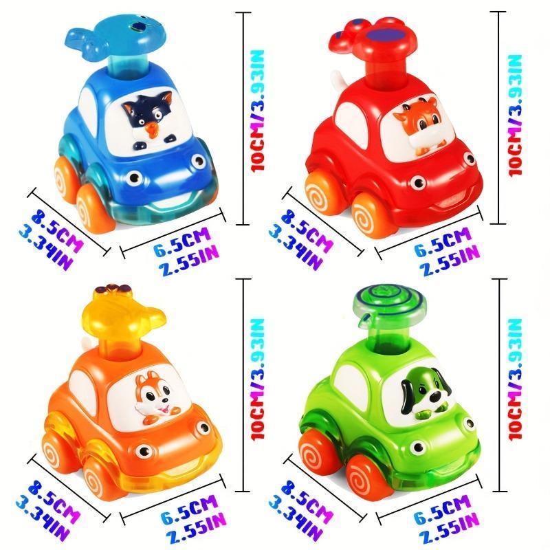 Animal Car Toys, Transparent Animal Cart, Press and Go Cars, Encourage Youngsters Crawling and Chasing, Toy Set, Perfect Gift for Youngsters, Random Color 1
