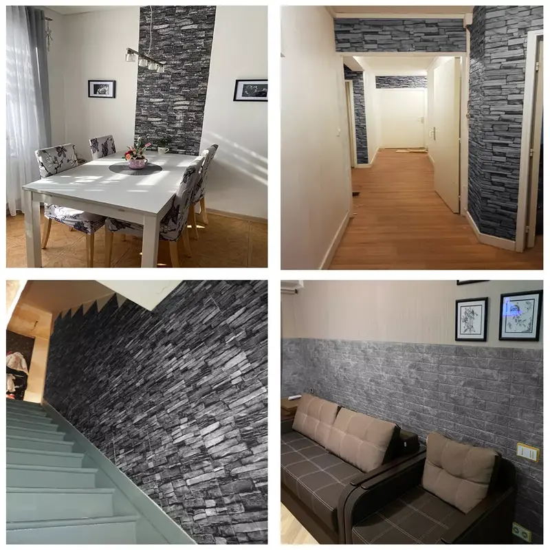 10PCS 3D Tile Brick Wall Sticker Self-adhesive Wallpaper Waterproof Foam Panel 1