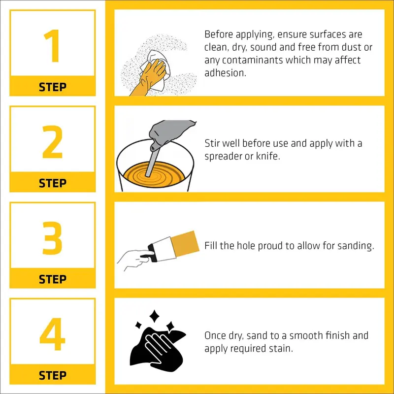 Multipurpose Wood Filler – Suitable for Indoor and Outdoor Use – Sandable – Light Stainable – 250ml 3