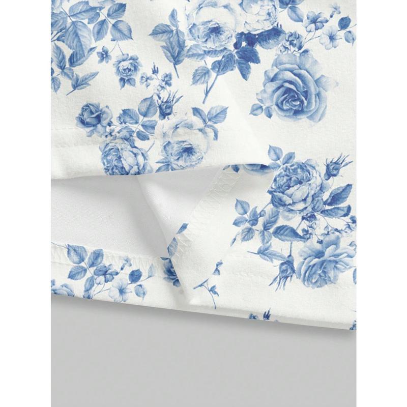 MOD Casual Minimalist All-Over Blue And White Floral Print Sleeveless Women Mini Dress,Vacation Outfits Woman,Boho,Cruise Outfits Women Sexy,Hawaiian Clothes For Women,Country Outfits Women,Summer Dress,Pastel Dresses For Women 3