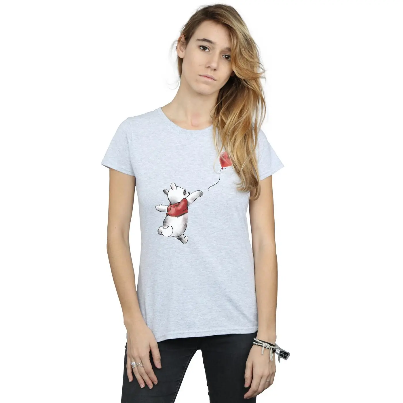 Winnie the Pooh Womens/Ladies Balloon T-Shirt - Sports Grey - (M)