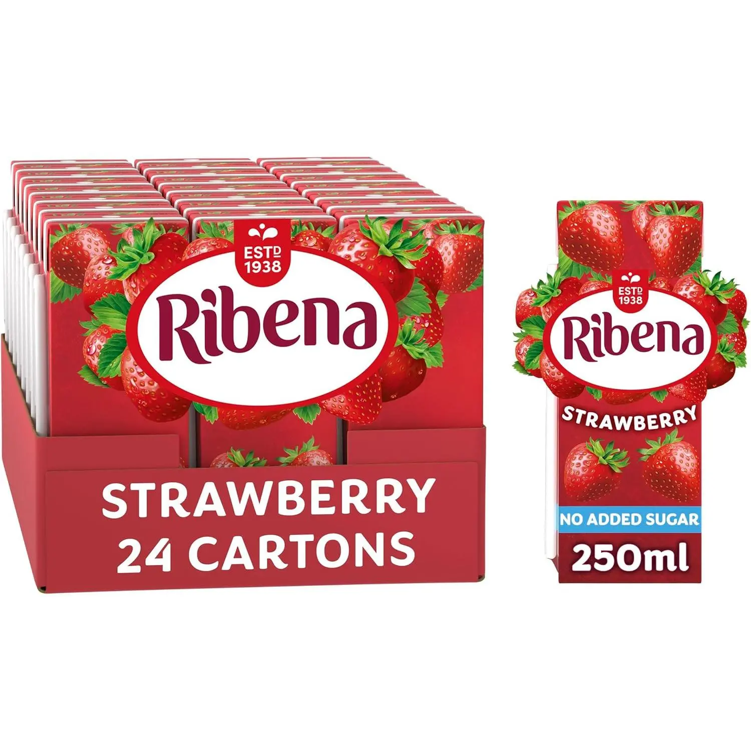 Strawberry Juice Drink Cartons - Multipack 24x250ml; No Added Sugar Real Fruit; Rich In Vitamin C; No Artificial Colours or flavours ; Perfect For On The Go