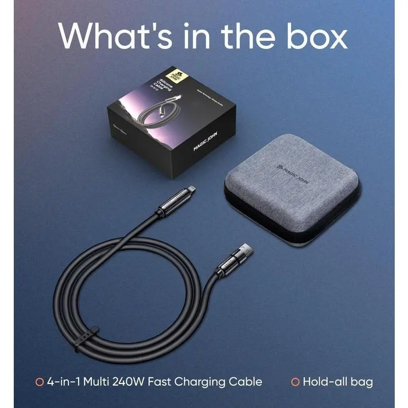 New-MAGIC JOHN 4-in-1 Charging Cable, Super Fast 240W Charging with RGB Light 7