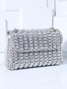 Rhinestone Decorated Bling Evening Bag, Elegant Solid Color Shoulder Bag for Party, Fashion Bag for Party, Daily Clothing Decor, Trendy All-match & Exquisite Bag for Birthday Gift, Crossbody Clutch Purse