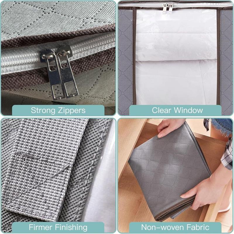 4Pcs Clothes Storage Bags Zipped Organizer for Underbed Wardrobe Cube Closet 4