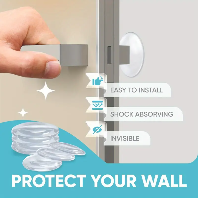 Clear 6pcs Shock-Absorbing Door Stop Wall Protectors - Noise-Reducing, Easy Install, Reusable for Home & Office 4