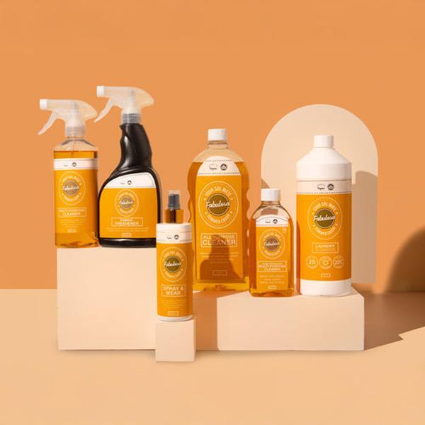 Fabulosa Your Sol Mate Summer Crush Household Cleaning Bundle 6 Piece Scented Multipurpose Spray Laundry Cleanser Fabric Freshener with FREE 3 pack essential oil sachets 1