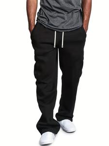 Men's Solid Color Pants, Casual Comfy Loose Straight Leg Trousers for Spring & Fall, Fashion Men's Bottoms for Daily Wear