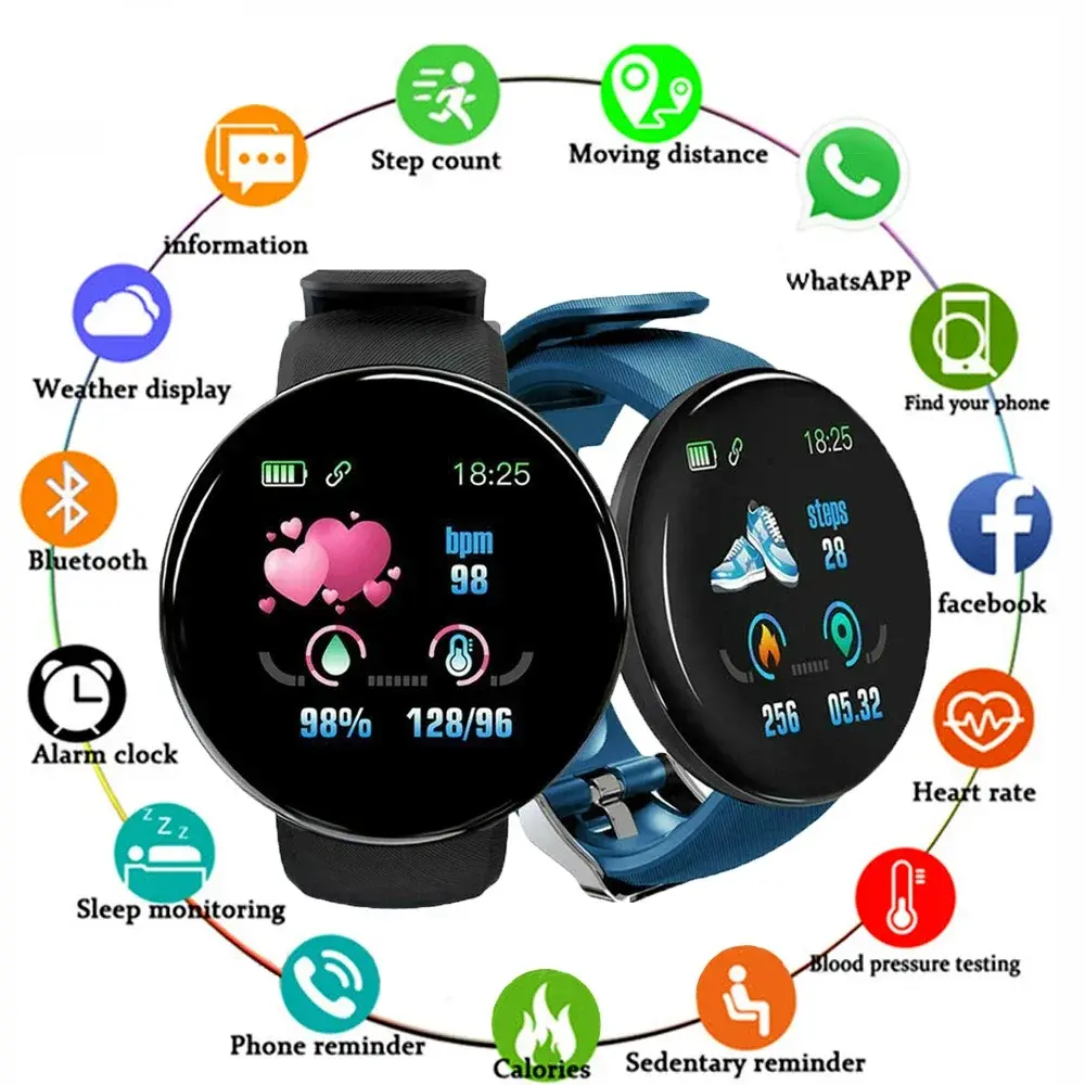 Smart Watch Fitness Tracker Sport Watches UK Men Women Heart Blood Rate Android
