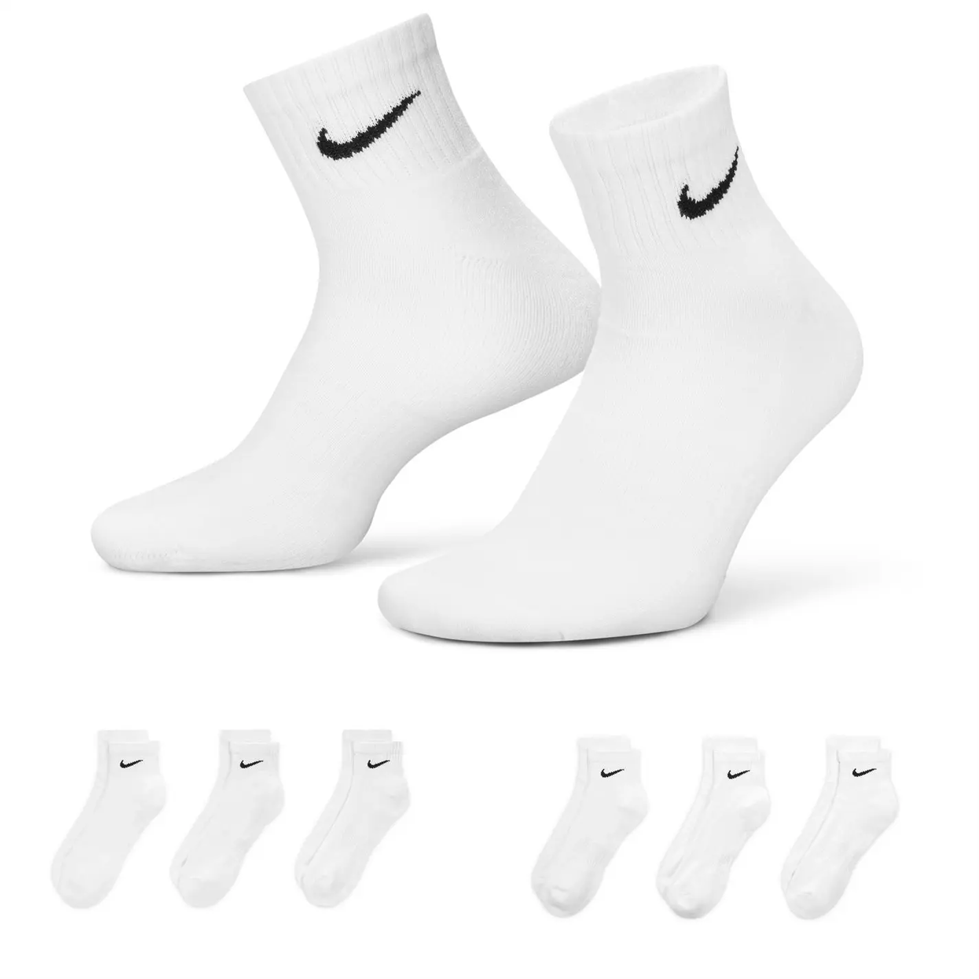 Nike Mens Everyday Cushioned Training Ankle Socks (6 Pairs) Quarter